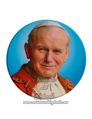 Imán redondo plastico del Papa Juan Pablo II