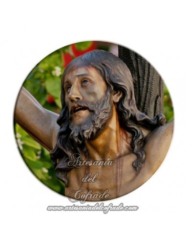 Imán redondo plastico del Cristo de la Expiración de Sevilla (El cachorro)