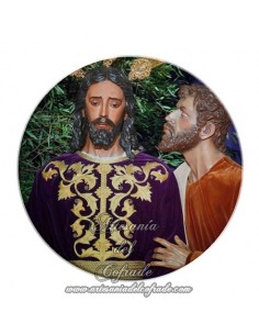 Imán redondo plastico del Cristo del Beso de Judas (Sevilla)
