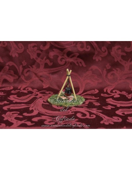 Fuego con cacerola para figuras de Belen