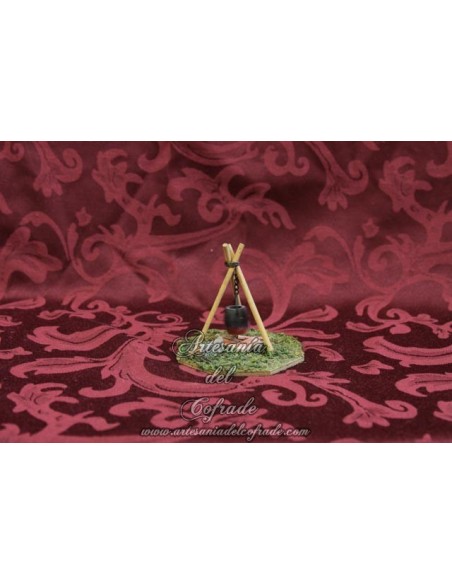 Fuego con cacerola para figuras de Belen