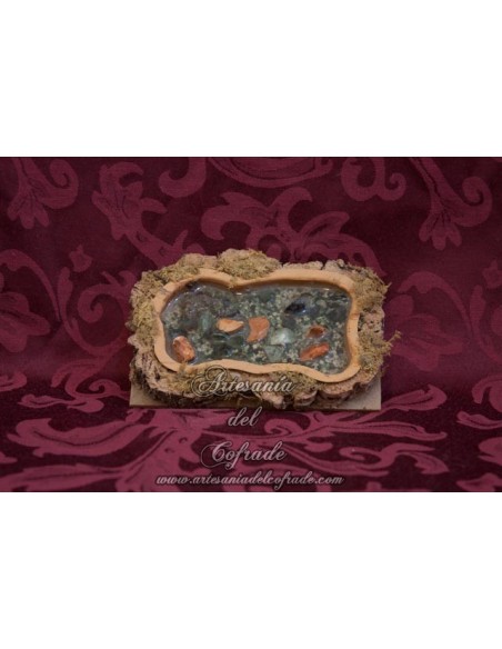 Lago de resina,madera y corcho para figuras de Belén.